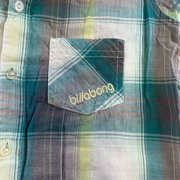 Small Tartan Blouse Blue-Green White and Yellow Billabong Blouse - Picture 3 of 13